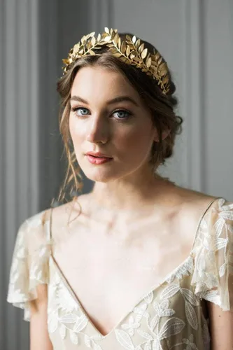 Diadema de corona de hojas doradas para novia, tiara nupcial, diadema para boda, graduación, festival, dama de honor, accesorios para el cabello