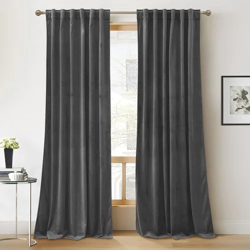 Miniatura 84 de RYB HOME - Cortinas de terciopelo beige, cortinas decorativas resistentes con pestaña trasera, cubierta de privacidad para oscurecer habitación