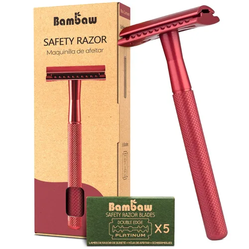 Miniatura 16 de Bambaw Maquinilla de Afeitar de Seguridad de Doble Filo para Hombres con Soporte, Maquinilla de Afeitar de Metal Reutilizable con 5 Cuchillas