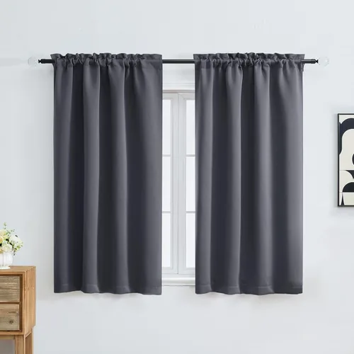 Miniatura 63 de OVZME Cortinas opacas turquesa para tratamiento de ventanas pequeñas, cortinas cortas con bloqueo de luz para ventana de cocina sobre el fregadero