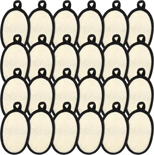 Boao Paquete de 24 esponjas de lufa a granel para exfoliación facial, baño, ducha, mini almohadillas de esponja, cepillo natural para hombres,