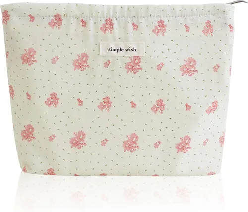 Miniatura 8 de Wudygirl Bolsa de maquillaje de lona para mujer, organizador estético de maquillaje, bolsa de maquillaje de viaje, bolsa de aseo para bolso, bolsa