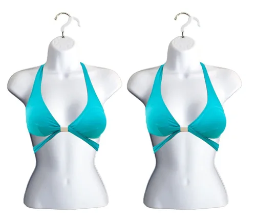 Miniatura 28 de Maniquí femenino con espalda hueca y cuerpo apilable con ganchos para colgar para exhibición de camisetas, encimera, ferias de manualidades, fotos