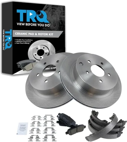Miniatura 63 de TRQ Kit de pastillas de freno y rotor Posi trasero premium con zapatas de estacionamiento para camión GM SUV