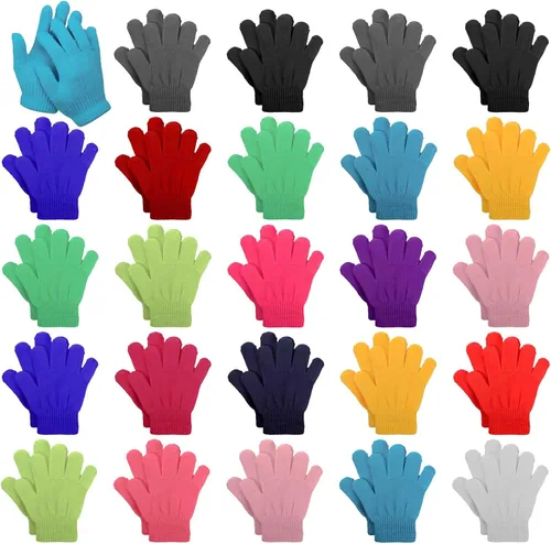 48 guantes de punto para niños, guantes elásticos para niños pequeños, guantes de invierno para niños, guantes de dedo para niños y niñas