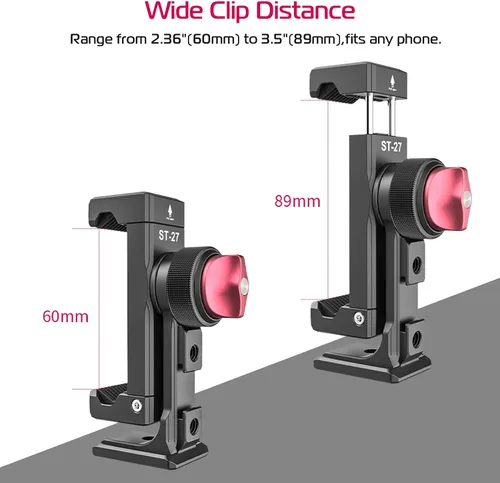Miniatura 10 de Soporte de trípode de metal para teléfono, 3 zapatos fríos y puerto de arca, adaptador de trípode para teléfono inteligente de 360 ° para iPhone 17