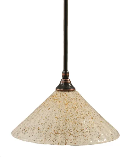 Miniatura 195 de Toltec Lighting Tallo Colgado Mini colgante, acabado de cobre negro, 3.5" cuadrado humo burbuja vidrio