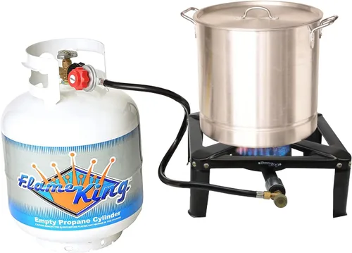 Miniatura 7 de Flame King Trabajo Pesado 120,000 BTU, 0-20 PSI, Freidora de Pavo Quemador Individual de Propano Bayou Cooker, Estufa Exterior para Elaboración