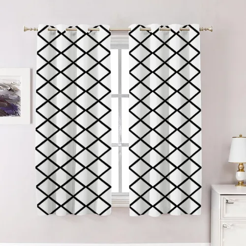 Miniatura 128 de Cortinas opacas de poliéster multicapa para cafetería, con diseño de diamantes, 2 unidades, 26 x 24 pulgadas