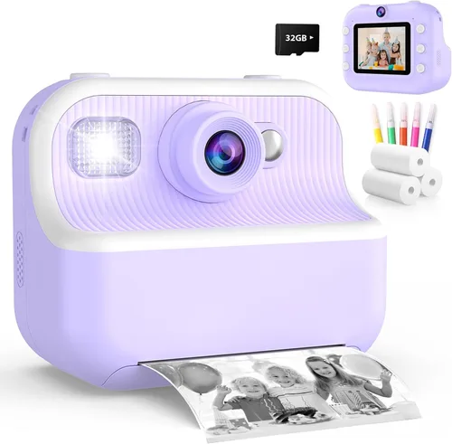 Miniatura 8 de Cámara instantánea para niños, regalos de cumpleaños de Navidad para niñas de 4, 5, 6, 7, 8, 9, 10 años, juguetes para niñas, 1080P HD, cámara