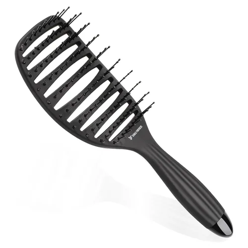 EAGLE FORTRESS Cepillo de pelo curvado ventilado, tecnología iónica antiestática, cepillo de paleta desenredante para un secado más rápido, cepillo