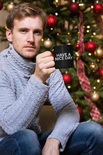 Miniatura 4 de Divertida taza de café para hombres y mujeres - Taza Have A Nice Day con dedo medio en el fondo Divertidos regalos de broma de elefante blanco