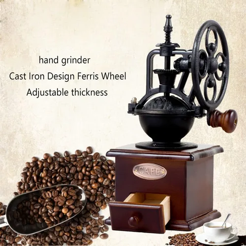 Miniatura 6 de Molinillo de café manual de la mano del estilo de la vendimia, molinillo de café manual con la manija, molino de rodillos Portable Manual Conical