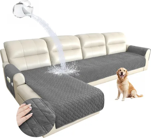 Arfntevss - Fundas impermeables para sofá seccional en forma de L, cubiertas lavables de terciopelo para sofá para perros y mascotas, protector de