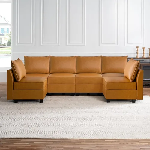 Miniatura 14 de Naomi Home Elizabeth - Sofá modular modular convertible en forma de U con diván de gran tamaño, para sala de estar grande, sofá seccional