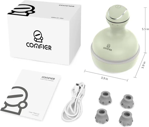 Miniatura 9 de COMFIER Masajeador de cuero cabelludo, rascador eléctrico de cabeza, masajeador de cabeza portátil para el crecimiento del cabello con 84 nodos