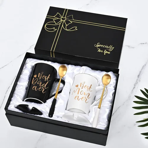 Miniatura 8 de YHRJWN Los mejores regalos para mamá y papá, Tazas para mamá y papá, Mejor taza de café para padres, Regalos de Navidad para padres de hija e hijo