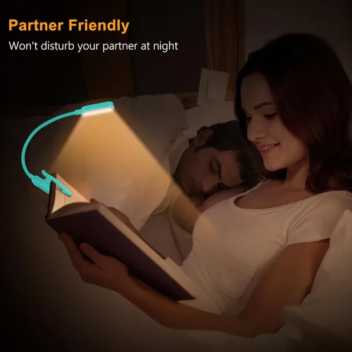 Miniatura 7 de Gritin Luz de libro recargable de 16 LED para leer en la cama, cuidado de los ojos, 3 temperaturas de color, brillo de atenuación continua, 80 horas