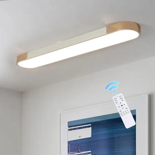 Miniatura 13 de Qcyuui Luces LED de Techo Regulables 46.4'' Accesorios de Iluminación para Cocina de Techo Negro Empotrado con Control Remoto Luz de Techo Lineal