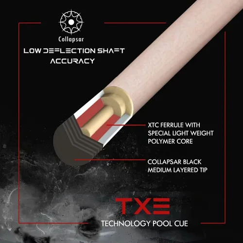 Miniatura 3 de Taco de piscina Collapsar con estuche rígido 1X1 y tecnología de baja deflexión para palo de billar