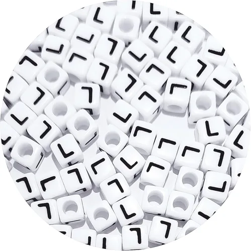 Miniatura 54 de Cuentas cuadradas de letras acrílicas de 0.236 x 0.236 pulgadas, cuentas A del alfabeto para pulseras, joyería, llavero DIY, 100