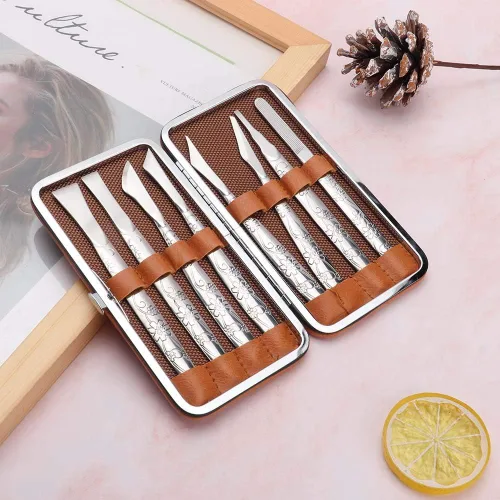 Miniatura 8 de Watris Veiyi 8 herramientas de pedicura para afeitadora de pies, juego de cuchillos de pedicura, kit de eliminación de piel muerta de acero