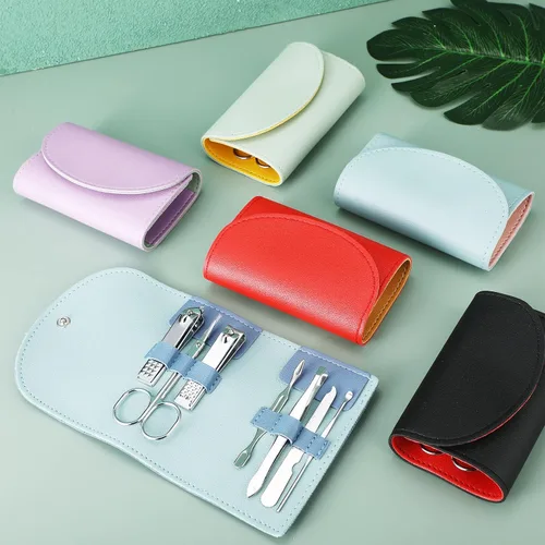 Miniatura 6 de Juego de 12 piezas de manicura, kit de cortauñas mini profesional de acero inoxidable 7 en 1 con cuidado de uñas y pedicura, con bolsa de viaje