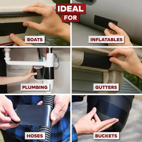 Miniatura 4 de XFasten Cinta impermeable para reparación y protección contra fugas, 6 pulgadas x 5 pies (negro, 6 pulgadas x 5 pies)