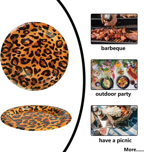 Miniatura 4 de 120 platos y servilletas de safari para fiestas, decoraciones desechables para fiestas de selva, platos de papel con estampado de animales de safari
