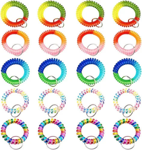 Miniatura 8 de VIOKKO Llavero de la bobina de la muñeca, llavero colorido del estiramiento de la primavera llavero del arco iris espiral de la bobina
