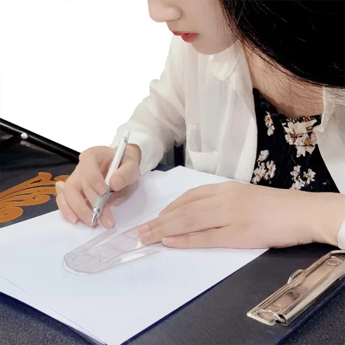 Miniatura 6 de Conjunto de reglas de plantilla de dibujo de moda EXTCCT, diseño de patrones humanoides para mujer, reglas de curva francesa para medición de ropa