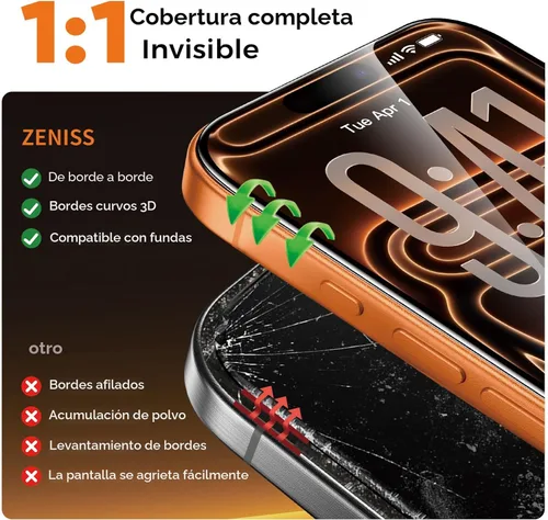 Miniatura 4 de NeverBreak Dureza 9H+ para Protector de Pantalla iPhone 17 Pro Protección de Grado Militar 12FT (Resistencia a Rayones, Roturas, Caídas) Vidrio