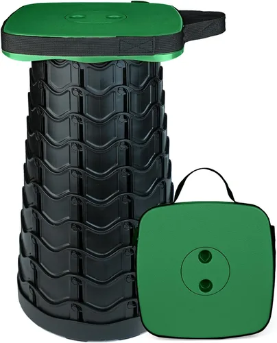 Miniatura 14 de Taburete plegable mejorado Outward Gear resistente con capacidad de carga de 550 libras, plegable, portátil, telescópico, para camping, viajes, Negro