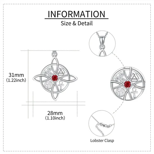 Miniatura 24 de YAFEINI Collar con dije de nudo de bruja de plata de ley, amuleto de bruja de cruz celta, regalo para mujer