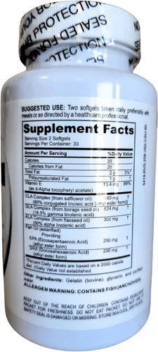 Miniatura 2 de Pride Nutrition Suplemento EFA Omega 3-6-9 prémium para hombres y mujeres 5 en 1 - Ácidos grasos esenciales EPA, DHA, GLA, ALA y CLA con aceite