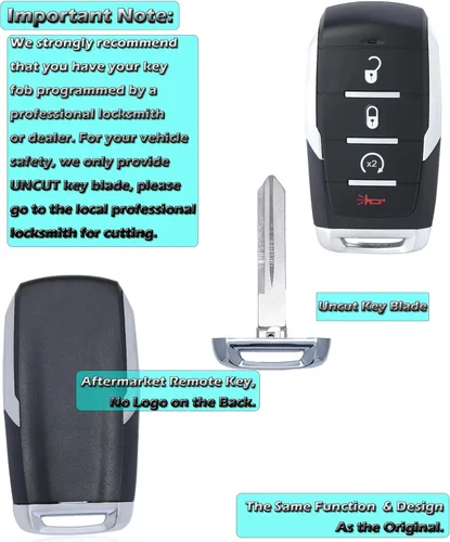 Miniatura 6 de Llavero inteligente para Dodge RAM 1500 2019-2024, Alliskeys Proximity Keyless Entry Control remoto de repuesto compatible con Dodge RAM 1500 Pickup