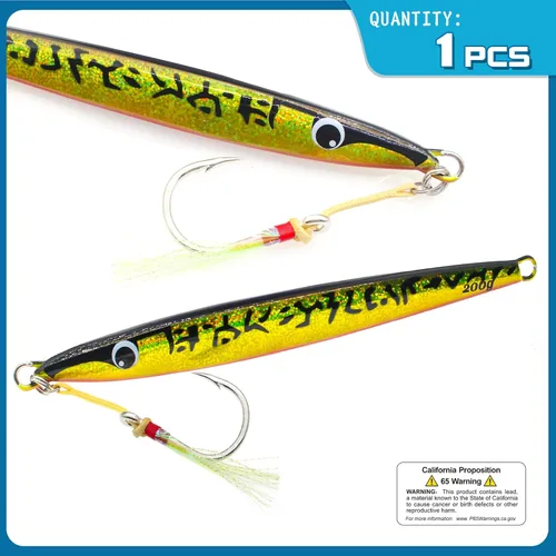 Miniatura 3 de Plantillas de pesca verticales de agua salada de 6.35 a 7.05 onzas, cuchara de metal de jigging lento, señuelos de pesca con ganchos de asistencia