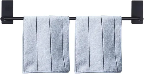 NearMoon - Toallero autoadhesivo para baño de acero inoxidable, estante de pared para toallas, colgador adhesivo de estilo contemporáneo, sin Negro