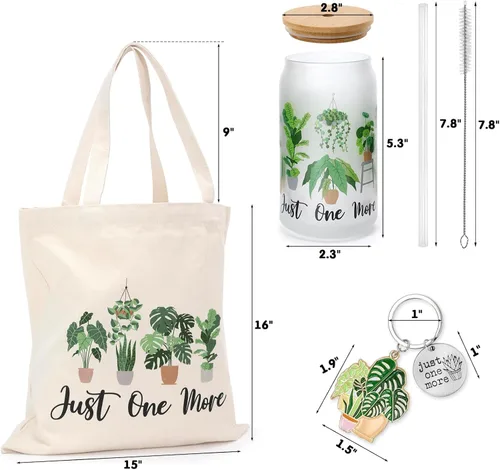 Miniatura 6 de Nefelibata Regalos para amantes de las plantas para mujeres, bolsa de mano Plant Lady de 16 onzas, taza de café helado Just One More con tapa
