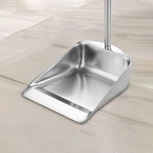 Miniatura 4 de DOITOOL Sartén de acero inoxidable resistente con mango largo, palas de basura verticales para vestíbulo, recogedor de polvo para el hogar, oficina