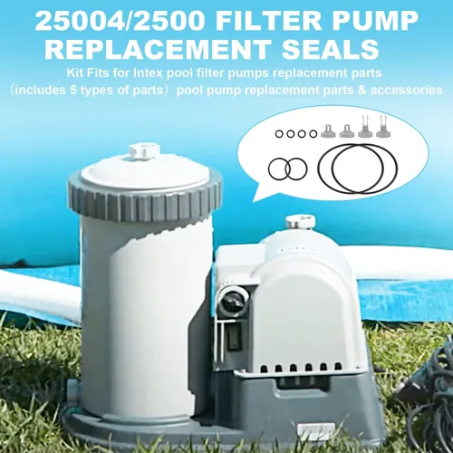 Miniatura 2 de 25004/2,500 Kit de sellos de repuesto para bombas de filtro de piscina Intex, piezas de repuesto (incluye 5 tipos de piezas), piezas de repuesto