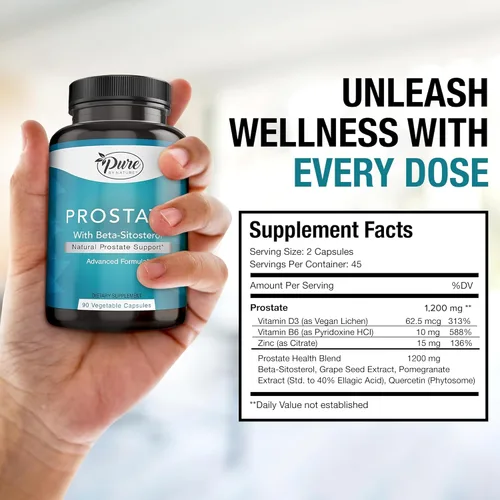 Miniatura 5 de Pure By Nature Suplemento de próstata para hombres, suplemento de salud de próstata beta sitosterol con zinc para apoyo del tracto urinario, alivia
