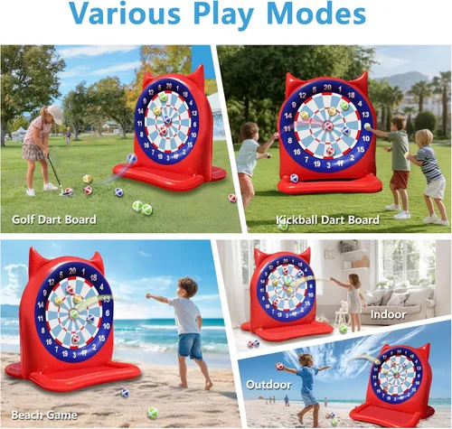 Miniatura 6 de Tabla de dardos inflable grande de 47 pulgadas, juguetes de piscina con 12 bolas, juego de agua para adolescentes y adultos, piscina, patio trasero