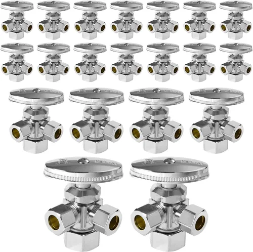 Miniatura 23 de EFIELD Válvula de parada angular de doble salida multigiro, entrada de tubo PEX-A de expansión de 1/2" F1960 x salida de compresión