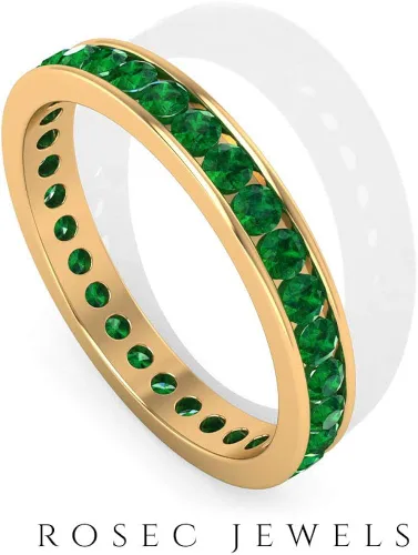 Miniatura 8 de 1.50 Cttw Natural Emerald Full Eternity Band Ring in Channel Set (May Birthstone, AAA Quality), 14K Solid Gold