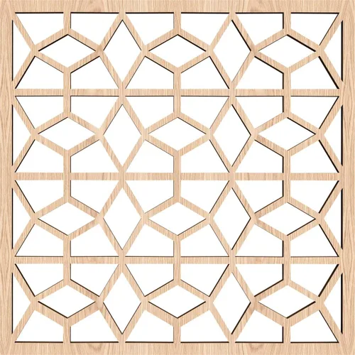 Miniatura 6 de 11 3/8 pulgadas de ancho x 11 3/8 pulgadas de alto x 3/8 pulgadas de alto, pequeños paneles de pared de madera de calado decorativo Akron, roble
