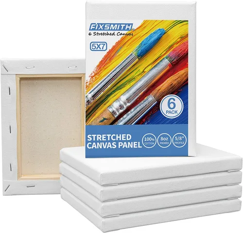Miniatura 40 de FIXSMITH Lienzo blanco estirado de 12 x 16 pulgadas, paquete a granel de 8, imprimado, 100 % algodón, perfil de 5/8 pulgadas, paquete de gran valor