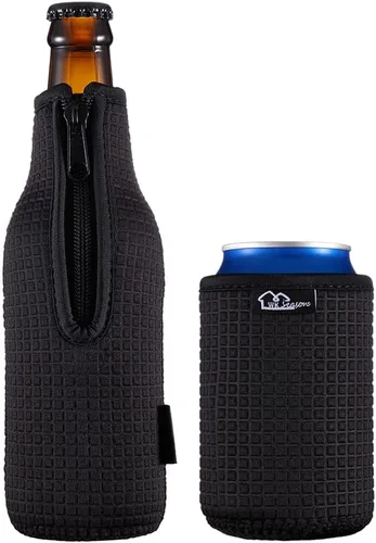 Miniatura 10 de Fundas aislantes para botellas de cerveza 12 oz 330 ml; cubiertas estándar para botellas de cerveza; chaqueta para botellas con cremallera; fundas