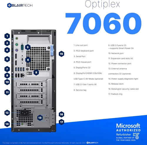Miniatura 4 de Dell Optiplex 7060 Tower - Computadora de sobremesa Intel i7-8700 (3.4) 32 GB DDR4 RAM Estado sólido SSD de 1 TB Windows 11 Pro Adaptador