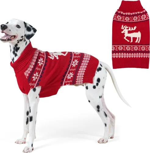 Miniatura 9 de KYEESE Suéter de Navidad para Perro, Suéter Cálido de Cuello de Tortuga para Perros Pequeños Macho y Hembra con Patrón de Copo de Nieve y Reno, Ropa